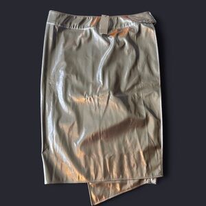 Never Fully Dressed Metallic Silver Pencil Wrap Skirt